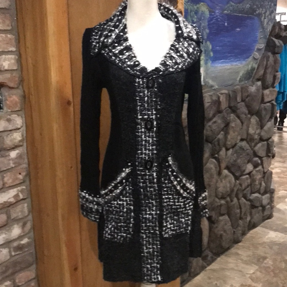 NWT Palila Button Up Sweater Tunic With Embellishments